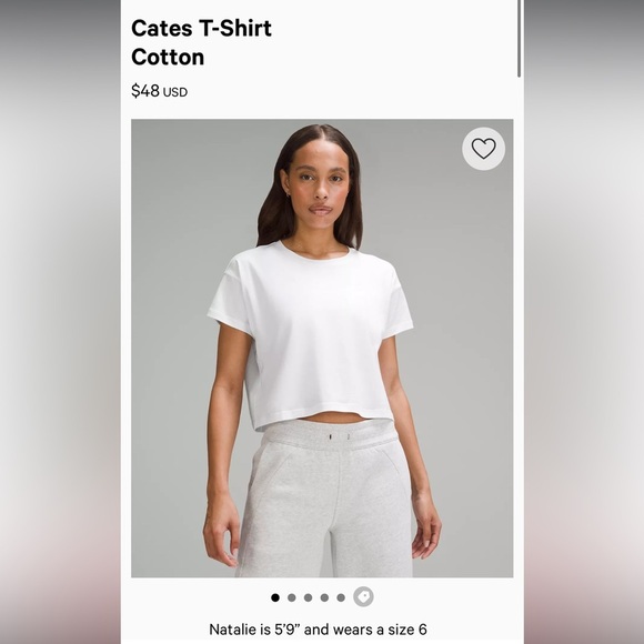 lululemon athletica Tops - Lululemon Cates Cropped Short Sleeve T-Shirt 
Pima Cotton Sz4 White 13